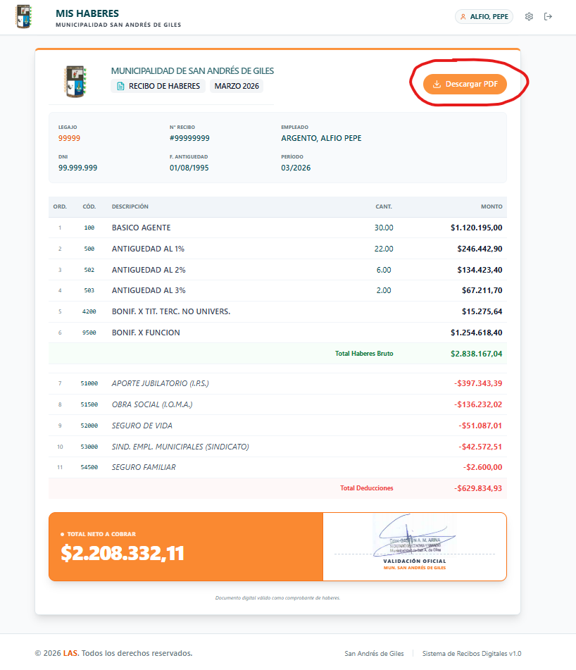 Captura 3 del proyecto Sistema Digital de Gestión de Haberes